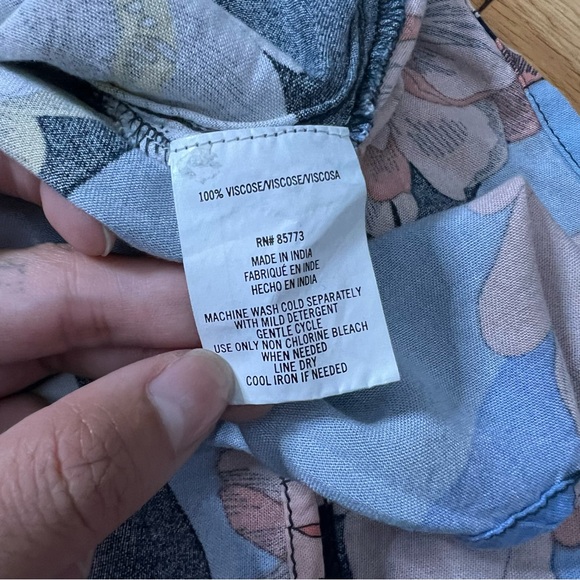 O’Neill Handkerchief Hem Blue Striped Floral Racerback Midi Dress Size Medium - Picture 5 of 6